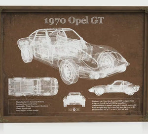 1970 Opel GT Blueprint Art Print — Car Lover Gift