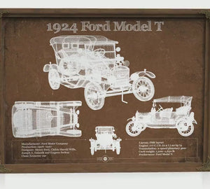1924 Ford Model T Blueprint Art Print — Car Lover Gift