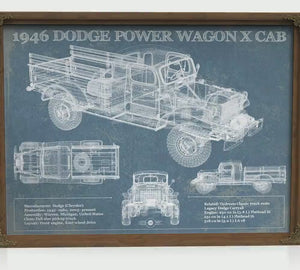 1946 Dodge Power Wagon X Cab Blueprint Truck Print — Gift for Him