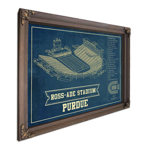 Purdue Boilermakers - Ross-Ade Football Stadium Print in a Bourbon stained wood frame with antique gold corners