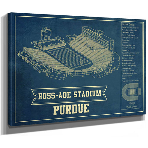 Purdue Boilermakers - Ross-Ade Football Stadium Print as a stretched canvas wrap with gallery wrapped edges