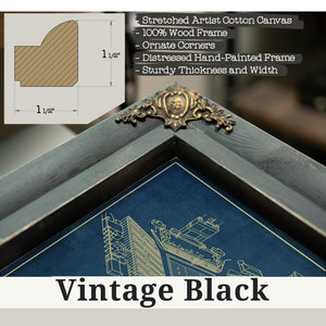 Vintage Black frame corner detail, 1.5 inch ornate wood moulding, Purdue Boilermakers - Ross-Ade Football Stadium Print