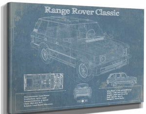 14" x 11" / Stretched Canvas Wrap Cutler West Range Rover Classic Vintage Blueprint Auto Print