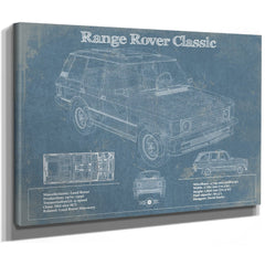 Range Rover Blueprint Art Print as a stretched canvas wrap with gallery wrapped edges