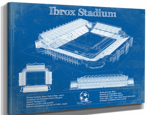 14" x 11" / Stretched Canvas Wrap Cutler West Rangers Football Club Ibrox Stadium Soccer Print