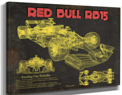 14" x 11" / Stretched Canvas Wrap Cutler West Red Bull RB15 2019 Formula One Race Car Print