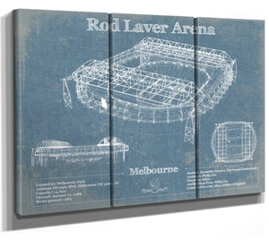 36" x 24" / 3 Panel Canvas Wrap Cutler West Rod Laver Arena Park Vintage Australian Open Arena Print