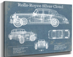 14" x 11" / Stretched Canvas Wrap Cutler West Rolls Royce Silver Cloud Vintage Blueprint Auto Print