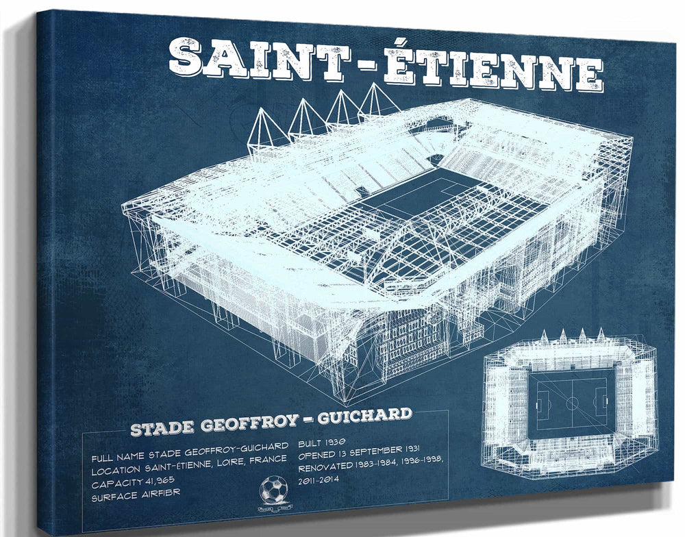 14" x 11" / Stretched Canvas Wrap Cutler West Saint Etienne Stade Geoffroy Guichard