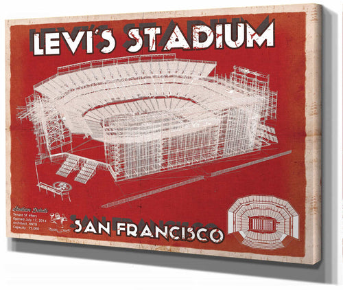 14" x 11" / Stretched Canvas Wrap Cutler West San Francisco 49ers - Levi's Stadium Seating Chart - Vintage Football Print