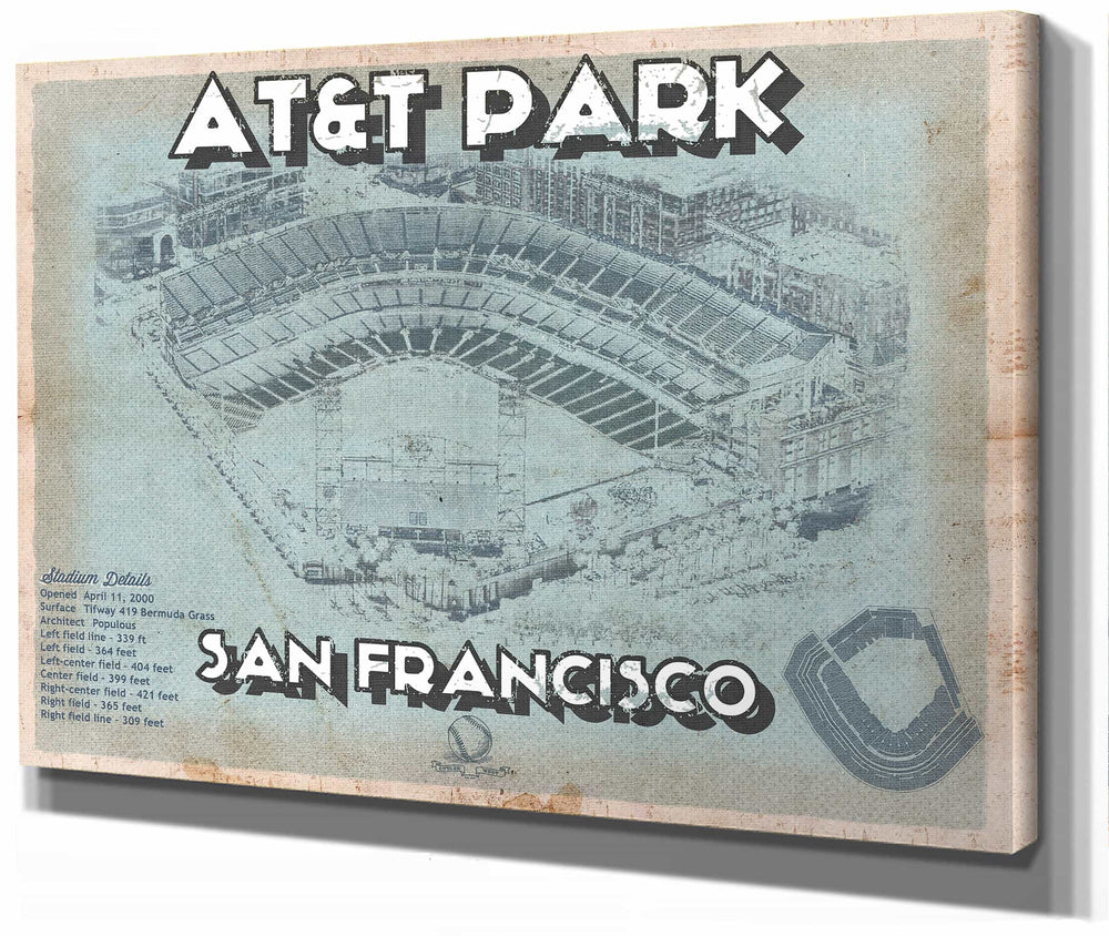 14" x 11" / Stretched Canvas Wrap Cutler West San Francisco Giants - AT&T Park Vintage Baseball Print