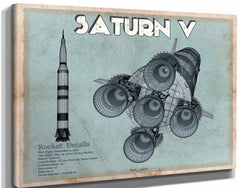 14" x 11" / Stretched Canvas Wrap Cutler West Saturn V NASA Aviation Blueprint Print
