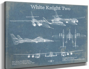 14" x 11" / Stretched Canvas Wrap Cutler West Scaled Composites White Knight Two (WK2) Original Blueprint Art