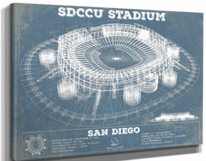 14" x 11" / Stretched Canvas Wrap Cutler West SDCCU Stadium Qualcomm San Diego Stadium - Vintage San Diego State Aztecs Football Print