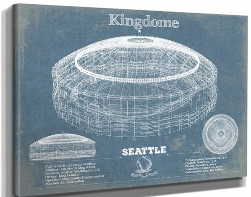 14" x 11" / Stretched Canvas Wrap Cutler West Seattle Mariners - Kingdome Stadium Vintage Baseball Print