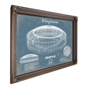 Seattle Mariners - Kingdome Stadium Print in a Bourbon stained wood frame with antique gold corners