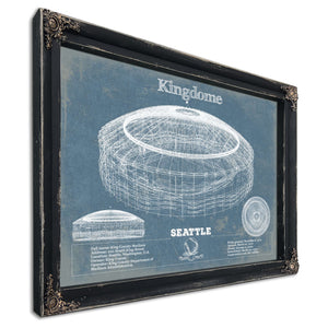 Seattle Mariners - Kingdome Stadium Print in a distressed Vintage Black wood frame with ornate corners