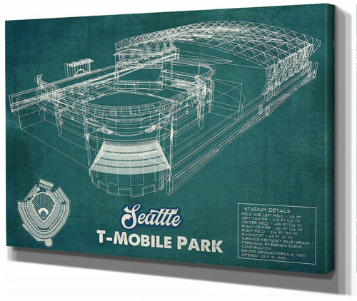 14" x 11" / Stretched Canvas Wrap Cutler West Seattle Mariners T- Mobile Park Vintage Baseball Frame Print 2019