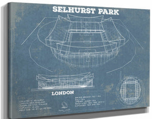 14" x 11" / Stretched Canvas Wrap Cutler West Selhurst Park Stadium A New Crystal Palace Blueprint Vintage Soccer Print