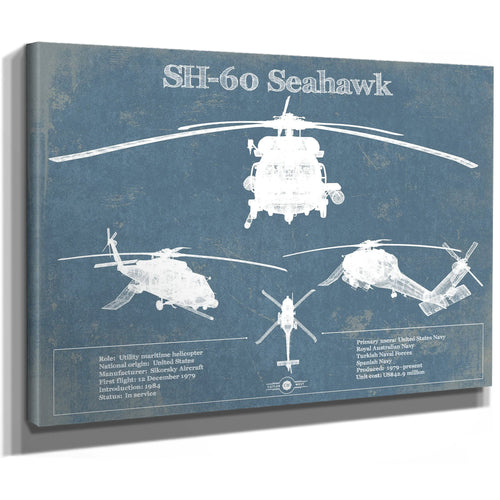 SH-60/MH-60 Seahawk Helicopter Print as a stretched canvas wrap with gallery wrapped edges