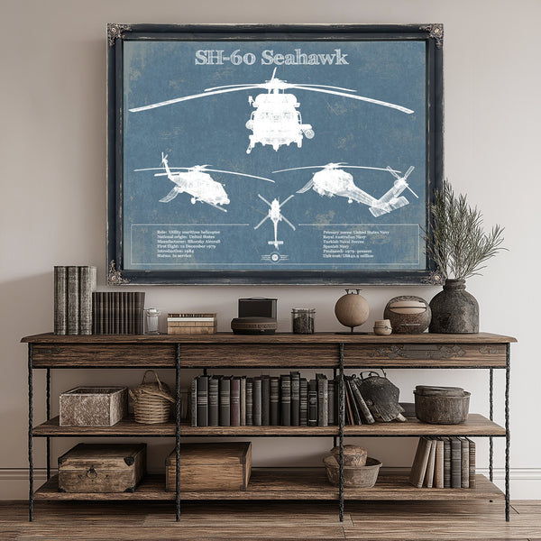 SH-60/MH-60 Seahawk Helicopter Print canvas print size guide 24x18 36x24 48x36 inches