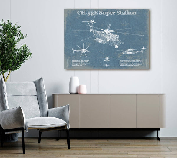 Cutler West Sikorsky CH-53E Super Stallion Vintage Aviation Blueprint Military Print
