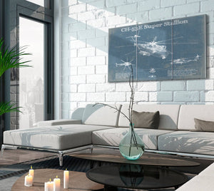 Cutler West Sikorsky CH-53E Super Stallion Vintage Aviation Blueprint Military Print