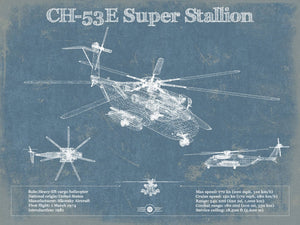 14" x 11" / Unframed Cutler West Sikorsky CH-53E Super Stallion Vintage Aviation Blueprint Military Print