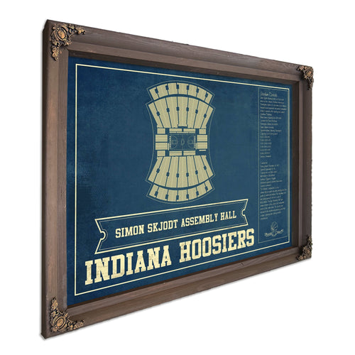 Simon Skjodt Assembly Hall Indiana Hoosiers Art Print in a Bourbon stained wood frame with antique gold corners