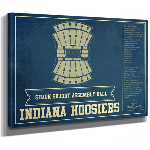 Simon Skjodt Assembly Hall Indiana Hoosiers Art Print as a stretched canvas wrap with gallery wrapped edges