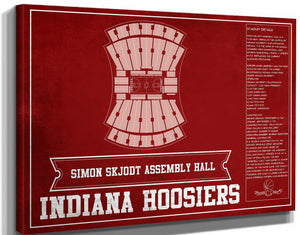 14" x 11" / Stretched Canvas Wrap Cutler West Simon Skjodt Assembly Hall Indiana Hoosiers Team Color NCAA Vintage Print