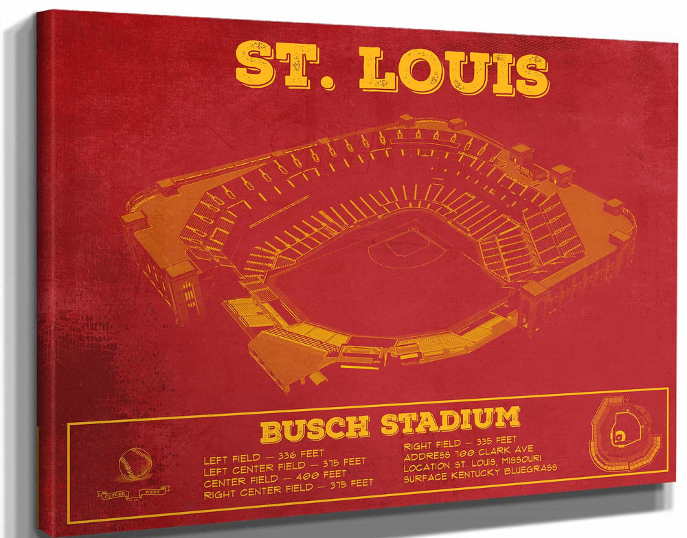 14" x 11" / Stretched Canvas Wrap Cutler West St. Louis Cardinals - Busch Stadium Vintage Baseball Print