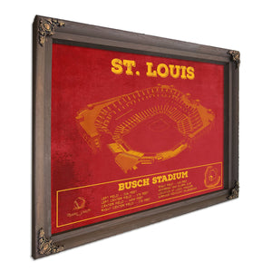 St Louis Cardinals - Busch Stadium Print in a Bourbon stained wood frame with antique gold corners