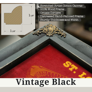Vintage Black frame corner detail, 1.5 inch ornate wood moulding, St Louis Cardinals - Busch Stadium Print