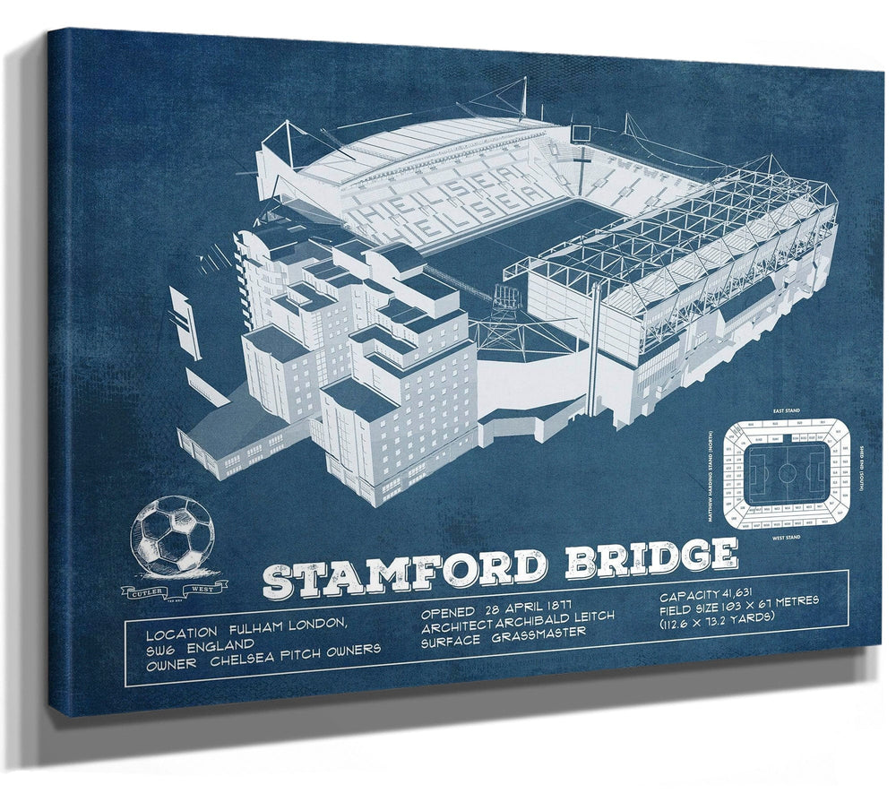 14" x 11" / Stretched Canvas Wrap Cutler West Stamford Bridge Chelsea FC European Football Soccer Stadium Print