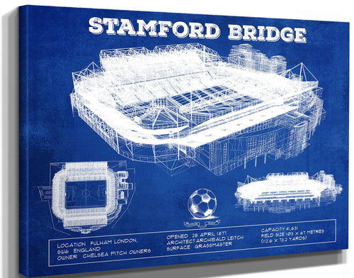 14" x 11" / Stretched Canvas Wrap Cutler West Stamford Bridge - Chelsea FC European Football Soccer Stadium Print