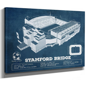 Stamford Bridge Chelsea FC European Football Soccer Stadium Print as a stretched canvas wrap with gallery wrapped edges