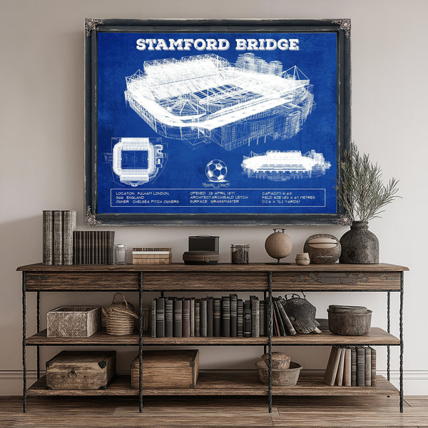 Stamford Bridge - Chelsea FC European Football Soccer Stadium Print canvas print size guide 24x18 36x24 48x36 inches