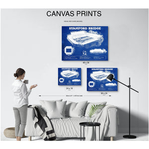 Stamford Bridge - Chelsea FC European Football Soccer Stadium Print displayed on a wall