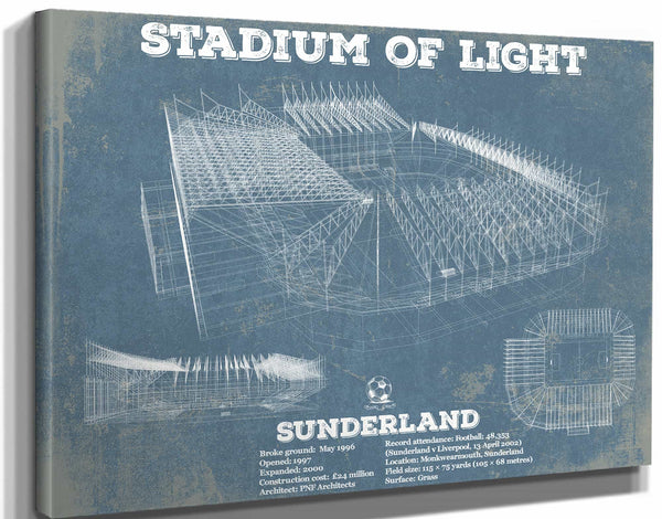 14" x 11" / Stretched Canvas Wrap Cutler West Sunderland AFC Stadium Of Light Soccer Print