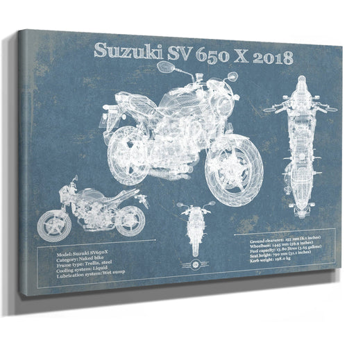 2018 Suzuki SV 650 X Print as a stretched canvas wrap with gallery wrapped edges