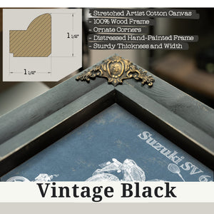 Vintage Black frame corner detail, 1.5 inch ornate wood moulding, 2018 Suzuki SV 650 X Print