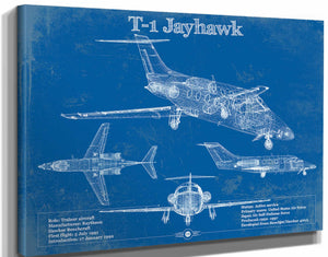 14" x 11" / Stretched Canvas Wrap Cutler West T-1 Jayhawk Vintage Blueprint Coffee Cup