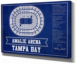 14" x 11" / Stretched Canvas Wrap Cutler West Tampa Bay Lightning Amalie Arena Team Colors Seating Chart - Vintage Hockey Print