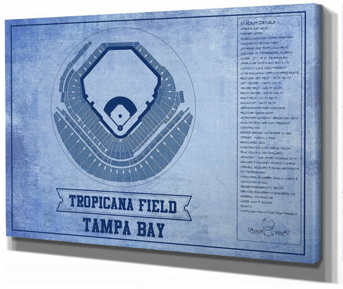 14" x 11" / Stretched Canvas Wrap Cutler West Tampa Bay Rays - Tropicana Field Vintage Baseball Print - Team Color