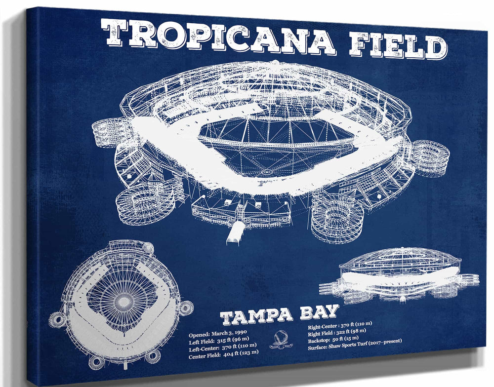 14" x 11" / Stretched Canvas Wrap Cutler West Tampa Bay Rays Tropicana Field Vintage Wall Art