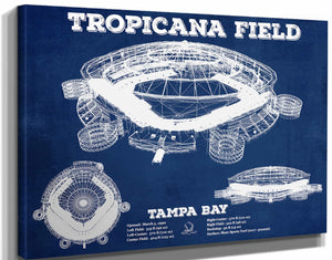 14" x 11" / Stretched Canvas Wrap Cutler West Tampa Bay Rays Tropicana Field Vintage Wall Art