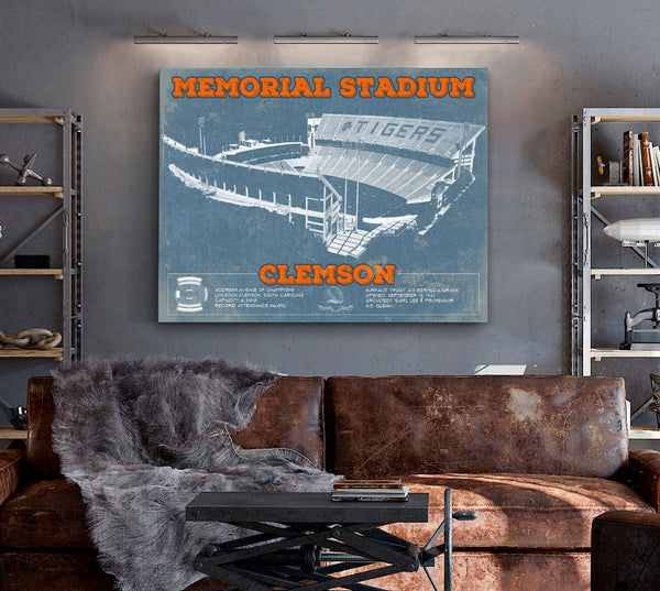 Cutler West Team Color Vintage Clemson Tigers - Memorial Stadium Football Print