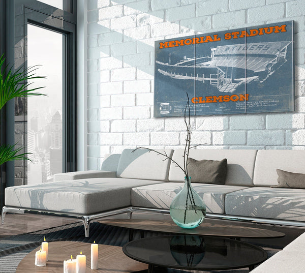 Cutler West Team Color Vintage Clemson Tigers - Memorial Stadium Football Print