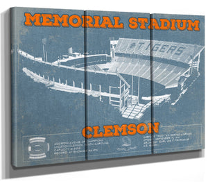 36" x 24" / 3 Panel Canvas Wrap Cutler West Team Color Vintage Clemson Tigers - Memorial Stadium Football Print
